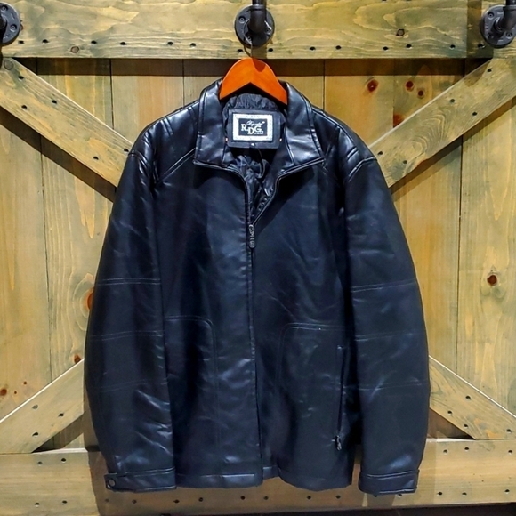 MENS COLLEZIONE MILANO REPORTER RDG BLACK LEATHER COAT SIZE XL CITY BOY WINTER - Picture 1 of 16